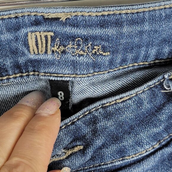 Kut From the Kloth Womens 8 Med Wash Mid Rise Distressed Denim Straight Leg Jean - Picture 4 of 8